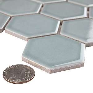 Tribeca 2" Hex Glossy Gray Mist Porcelain Mosaic Tile - Sold Per Case of 10 Sheets - 9.96 Square Feet Per Case