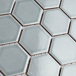 Tribeca 2" Hex Glossy Gray Mist Porcelain Mosaic Tile - Sold Per Case of 10 Sheets - 9.96 Square Feet Per Case