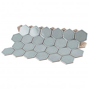 Tribeca 2" Hex Glossy Gray Mist Porcelain Mosaic Tile - Sold Per Case of 10 Sheets - 9.96 Square Feet Per Case