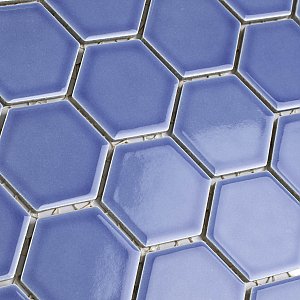 Tribeca 2" Hex Glossy Periwinkle Blue Porcelain Mosaic Tile - Sold Per Case of 10 Sheets - 9.96 Square Feet Per Case
