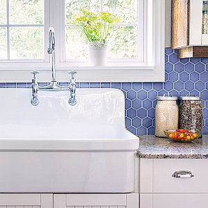 Tribeca 2" Hex Glossy Periwinkle Blue Porcelain Mosaic Tile - Sold Per Case of 10 Sheets - 9.96 Square Feet Per Case