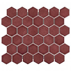 Tribeca 2" Hex Glossy Rusty Red Porcelain Mosaic Tile - Sold Per Case of 10 Sheets - 9.96 Square Feet Per Case