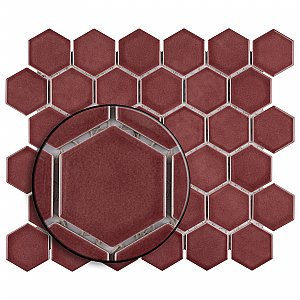 Tribeca 2" Hex Glossy Rusty Red Porcelain Mosaic Tile - Sold Per Case of 10 Sheets - 9.96 Square Feet Per Case