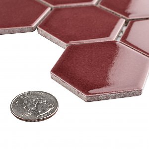 Tribeca 2" Hex Glossy Rusty Red Porcelain Mosaic Tile - Sold Per Case of 10 Sheets - 9.96 Square Feet Per Case