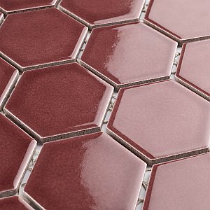 Tribeca 2" Hex Glossy Rusty Red Porcelain Mosaic Tile - Sold Per Case of 10 Sheets - 9.96 Square Feet Per Case