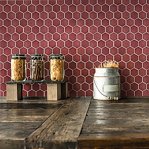 Tribeca 2" Hex Glossy Rusty Red Porcelain Mosaic Tile - Sold Per Case of 10 Sheets - 9.96 Square Feet Per Case
