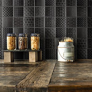 Spirit Black 11-5/8" x 11-5/8" Porcelain Mosaic Tile - 10 Tiles Per Case - 9.6 Sq. Ft.
