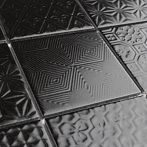 Spirit Black 11-5/8" x 11-5/8" Porcelain Mosaic Tile - 10 Tiles Per Case - 9.6 Sq. Ft.