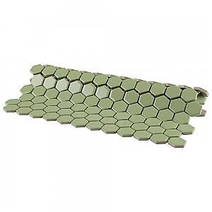 Metro 1" Hex Glossy Olive 11-7/8" x 10-1/4" Porcelain Mosaic Tile - Sold Per Case of 10 - 8.7 Square Feet