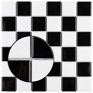Metro Quad Checkerboard Gl Blk/Wht 11.75" x 11.75"Porcelain Mosaic Tile - Sold Per Case of 10 - 9.8 Square Feet