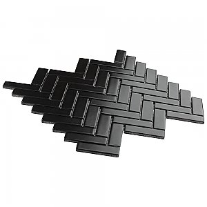Metro Brick Herringbone Matte Black 10-5/8" x 12-1/2" Porcelain - Sold Per Case of 10 - 9.4 Square Feet
