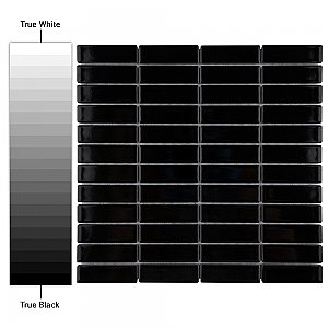 Metro Brick Stacked Glossy Black 11-1/2" x 11-3/4" Porcelain Mosaic Tile - Sold Per Case of 10 - 9.6 Square Feet