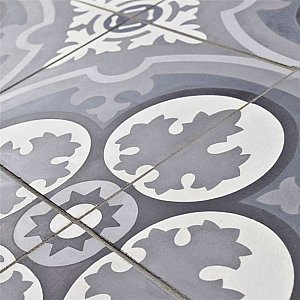 Cemento Queen Mary Storm - 7-7/8" x 7-7/8" Handmade Cement Tile - Per Case of 12 - 5.51 Sq. Ft