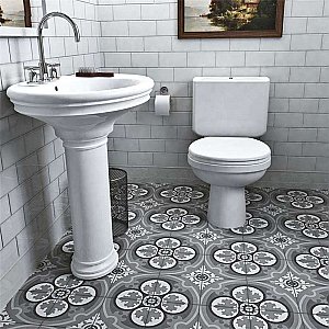 Cemento Queen Mary Storm - 7-7/8" x 7-7/8" Handmade Cement Tile - Per Case of 12 - 5.51 Sq. Ft