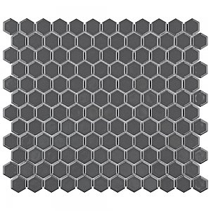 Metro 7/8" Hex Glossy Gray Porcelain Mosaic Tile - Sold Per Case of 10 - 8.56 square feet