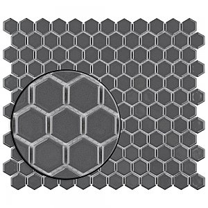 Metro 7/8" Hex Glossy Gray Porcelain Mosaic Tile - Sold Per Case of 10 - 8.56 square feet
