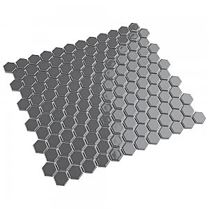 Metro 7/8" Hex Glossy Gray Porcelain Mosaic Tile - Sold Per Case of 10 - 8.56 square feet
