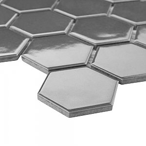 Metro Glossy 2" HexGray Porcelain Mosaic Tile - Sold Per Case of 10 - 8.20 square feet
