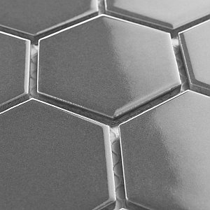 Metro Glossy 2" HexGray Porcelain Mosaic Tile - Sold Per Case of 10 - 8.20 square feet