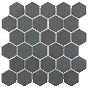 Metro Glossy 2" HexGray Porcelain Mosaic Tile - Sold Per Case of 10 - 8.20 square feet