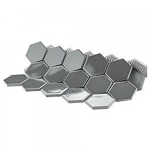 Metro Glossy 2" HexGray Porcelain Mosaic Tile - Sold Per Case of 10 - 8.20 square feet