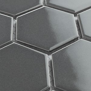 Metro Glossy 2" HexGray Porcelain Mosaic Tile - Sold Per Case of 10 - 8.20 square feet