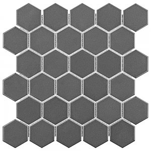 Metro Glossy 2" HexGray Porcelain Mosaic Tile - Sold Per Case of 10 - 8.20 square feet