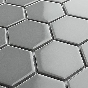 Metro Glossy 2" HexLight Gray Porcelain Mosaic Tile - Sold Per Case of 10 - 8.20 square feet