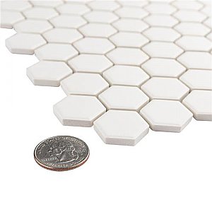 Gotham 1" Hex Unglazed Porcelain Tile - Off-White - Per Case of 10 Sheets - 8.56 Square Feet