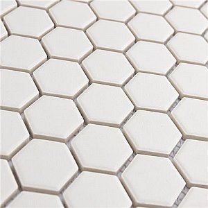 Gotham 1" Hex Unglazed Porcelain Tile - Off-White - Per Case of 10 Sheets - 8.56 Square Feet