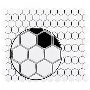 Metro Glossy White Hex with Single F 10-1/4" x 11-3/4" Porcelain Mosaic - Sold Per Case of 10 - 8.65 Square Feet Per Case