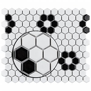 Metro Glossy White Hex with Heavy Flower 10-1/4" x 11-3/4" Porcelain Mosaic Tile - Sold Per Case of 10 - 8.65 Square Feet