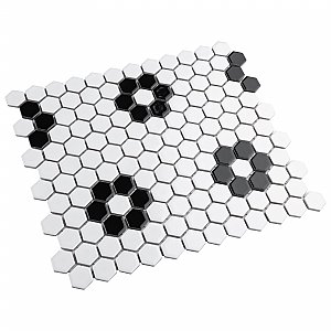 Metro Glossy White Hex with Heavy Flower 10-1/4" x 11-3/4" Porcelain Mosaic Tile - Sold Per Case of 10 - 8.65 Square Feet