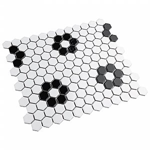 Metro Glossy White Hex with Heavy Flower 10-1/4" x 11-3/4" Porcelain Mosaic Tile - Sold Per Case of 10 - 8.65 Square Feet
