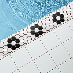 Metro Glossy White Hex with Heavy Flower 10-1/4" x 11-3/4" Porcelain Mosaic Tile - Sold Per Case of 10 - 8.65 Square Feet