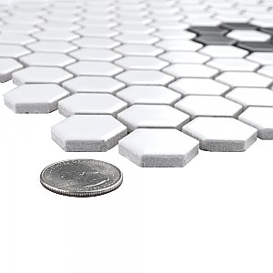 Metro 1" Hex Matte White Single Flower 11 7/8" x 10 1/4" Porcelain Mosaic Tile - Sold Per Case of 10 - 8.65 Square Feet