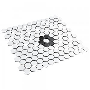 Metro 1" Hex Matte White Single Flower 11 7/8" x 10 1/4" Porcelain Mosaic Tile - Sold Per Case of 10 - 8.65 Square Feet