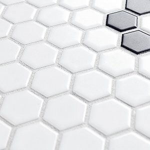 Metro 1" Hex Matte White Single Flower 11 7/8" x 10 1/4" Porcelain Mosaic Tile - Sold Per Case of 10 - 8.65 Square Feet