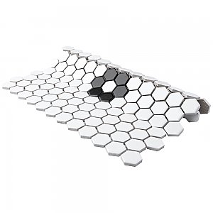 Metro 1" Hex Matte White Single Flower 11 7/8" x 10 1/4" Porcelain Mosaic Tile - Sold Per Case of 10 - 8.65 Square Feet