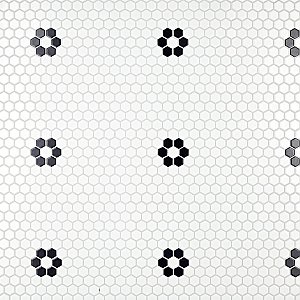 Metro 1" Hex Matte White Single Flower 11 7/8" x 10 1/4" Porcelain Mosaic Tile - Sold Per Case of 10 - 8.65 Square Feet