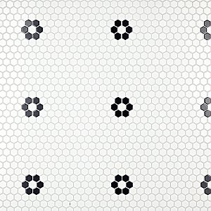 Metro 1" Hex Matte White Single Flower 11 7/8" x 10 1/4" Porcelain Mosaic Tile - Sold Per Case of 10 - 8.65 Square Feet