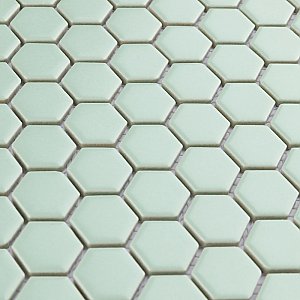 Metro 1" Hex Matte Light Green 10-1/4" x 11-7/8" Porcelain Mosaic Tile - Sold Per Case of 10 - 8.6 Sq. Ft.