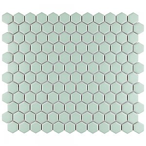 Metro 1" Hex Matte Light Green 10-1/4" x 11-7/8" Porcelain Mosaic Tile - Sold Per Case of 10 - 8.6 Sq. Ft.