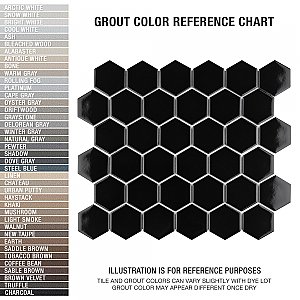 Metro 2" Hex Glossy Black 11-1/8" x 12-5/8" Porcelain Mosaic Tile - Sold Per Case of 10 - 10.0 Sq. Ft.