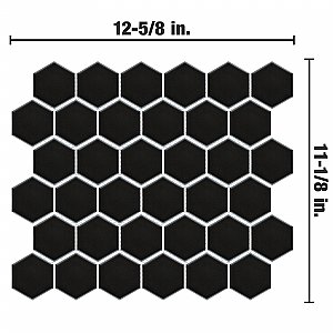 Metro 2" Hex Matte Black Porcelain Mosaic - Per Case of 10 - 9.96 Square Feet