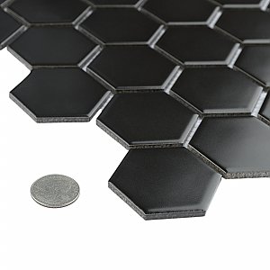 Metro 2" Hex Matte Black Porcelain Mosaic - Per Case of 10 - 9.96 Square Feet