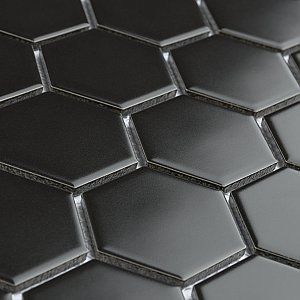 Metro 2" Hex Matte Black Porcelain Mosaic - Per Case of 10 - 9.96 Square Feet