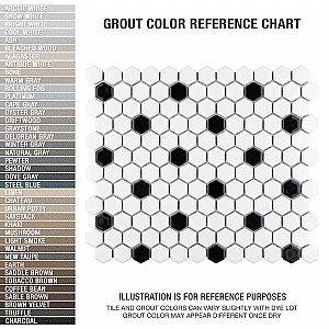 Metro 1" Hex Glossy White With Black Dot Porcelain Mosaic Tile - Per Case of 10 - 8.5 Square Feet