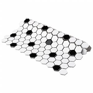 Metro 1" Hex Glossy White With Black Dot Porcelain Mosaic Tile - Per Case of 10 - 8.5 Square Feet