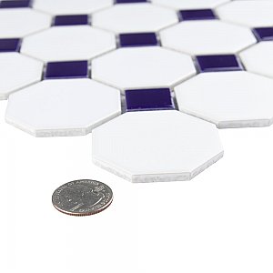 Metro Octagon M White w/Cobalt Dot 11-1/2" x 11-1/2" Porcelain Mosaic Tile - Sold Per Case of 10 - 9.4 Sq. Ft.